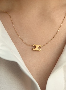 不锈钢钛钢锁骨链女字母