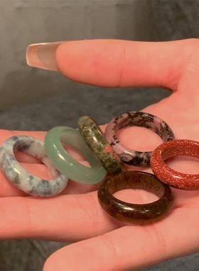 天然水晶石头戒指女ins博主同款小众个性简约百搭气质指环戒子