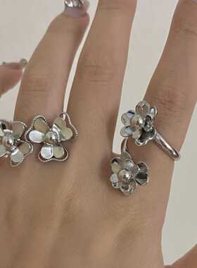 花朵不对称开口戒指百搭