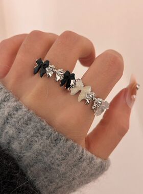 女金属韩系拼色蝴蝶结戒指指环