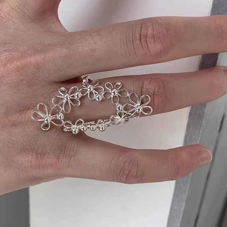 韩系高质感镂空花朵蕾丝环绕精致戒指甜美百搭指环戒指