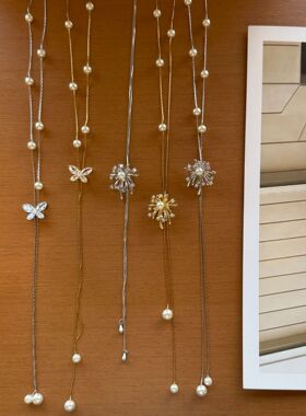 小红薯网红同款烟花珍珠抽拉小众女长款春夏不掉色气质项饰