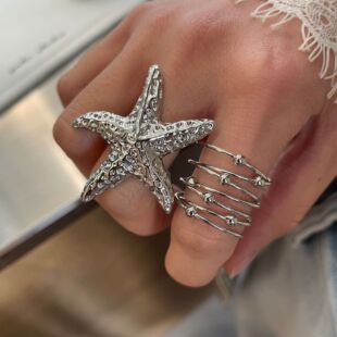 韩系圈圈多层缠绕戒指时尚小众简约百搭海星叠戴ins风食指指环