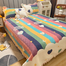 Покрывало для кровати 牛奶绒床盖榻榻米单件水晶绒面夹棉绗缝铺床单冬季防滑炕罩三件套