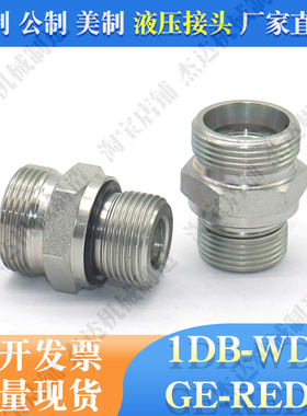 1DB-WD液压24度卡套接头重型转英制管螺纹胶垫密封直通GE-R-ED