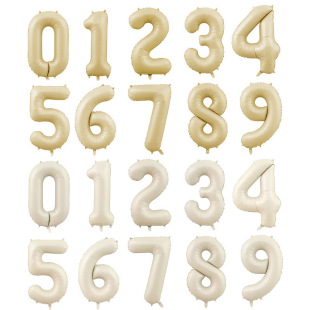 32寸奶油色焦糖色数字铝膜气球生日派对宝宝周岁宴布置拍照道具