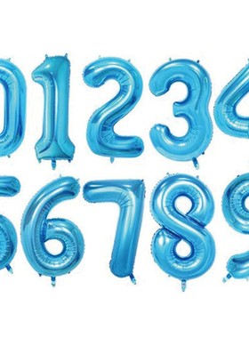 32寸40寸生日蓝色数字铝膜气球男孩女孩宝宝周岁儿童派对装饰拍照