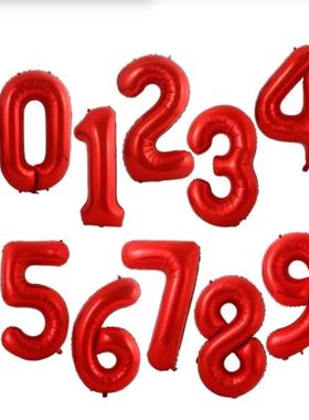 16寸32寸红色铝膜大号加厚数字气球宝宝生日周岁派对教室布置装饰