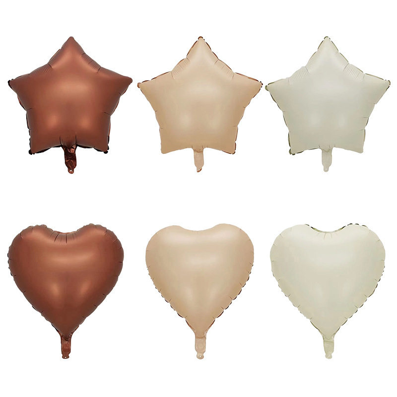 五角星心形气球生日派对婚庆布置焦糖奶油铝箔联欢会教室活动装饰