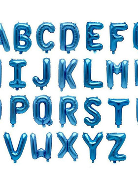 16寸26英文字母气球A-Z蓝色铝膜气球婚庆生日派对教室幼儿园布置
