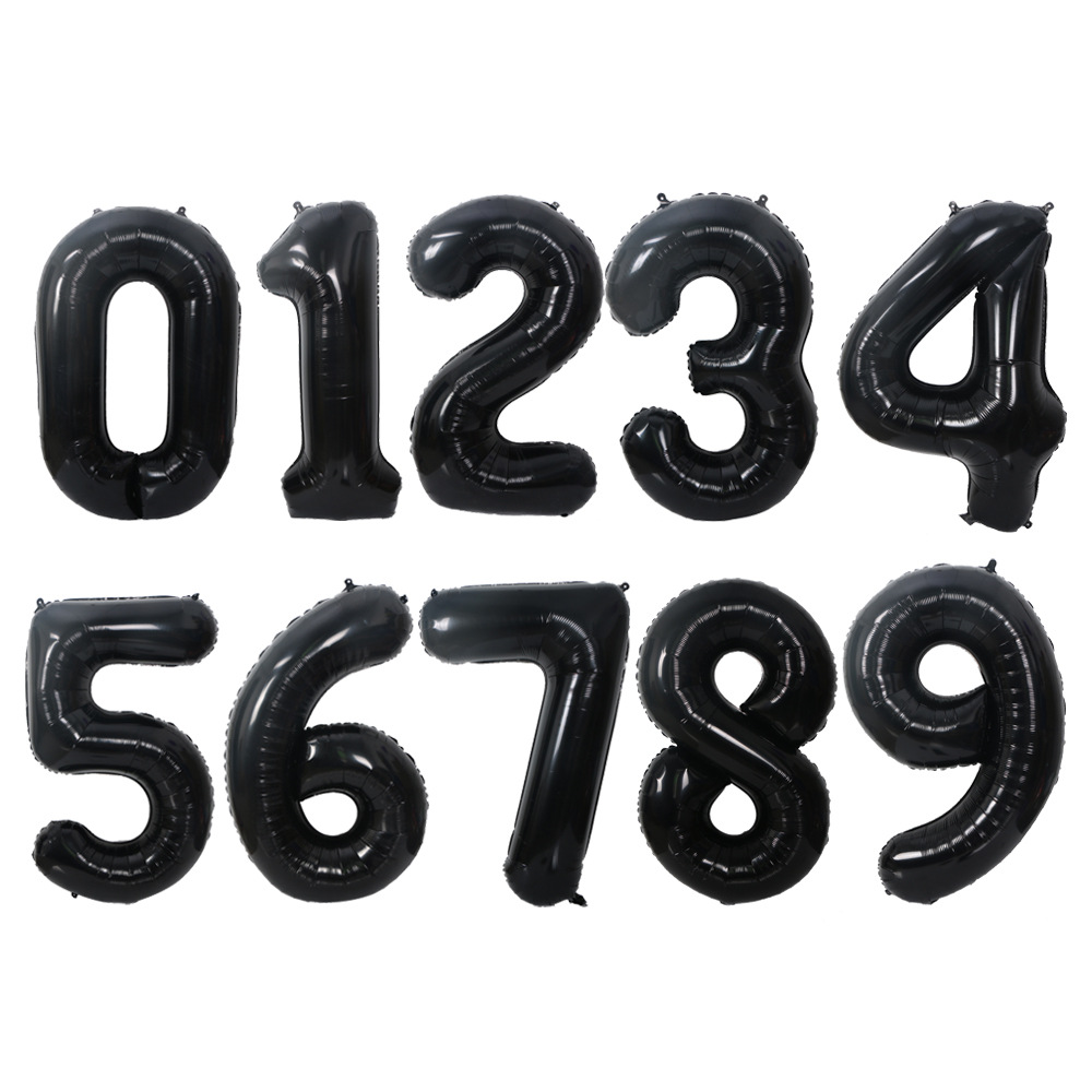 40寸大号黑色红色铝膜数字气球生日周岁拍照个性橱窗ktv酒吧装饰