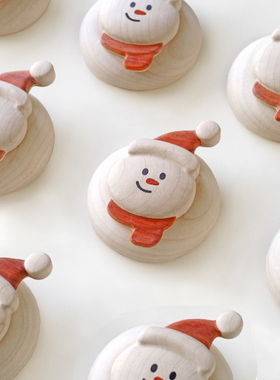 山舍原创 圣诞雪人实木冰箱贴开瓶器创意装饰可爱家居冬季礼物