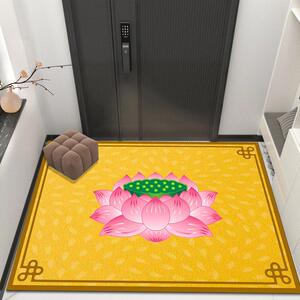 金色莲花花意地毯禅意荷花冥想禅定地垫防滑可定制金钻绒黄色垫子