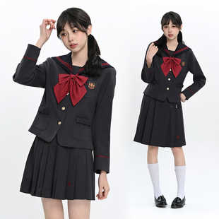 原创JK赤三本深灰色西式 苹果颂歌 公主线收腰冬服 月野HOUSE