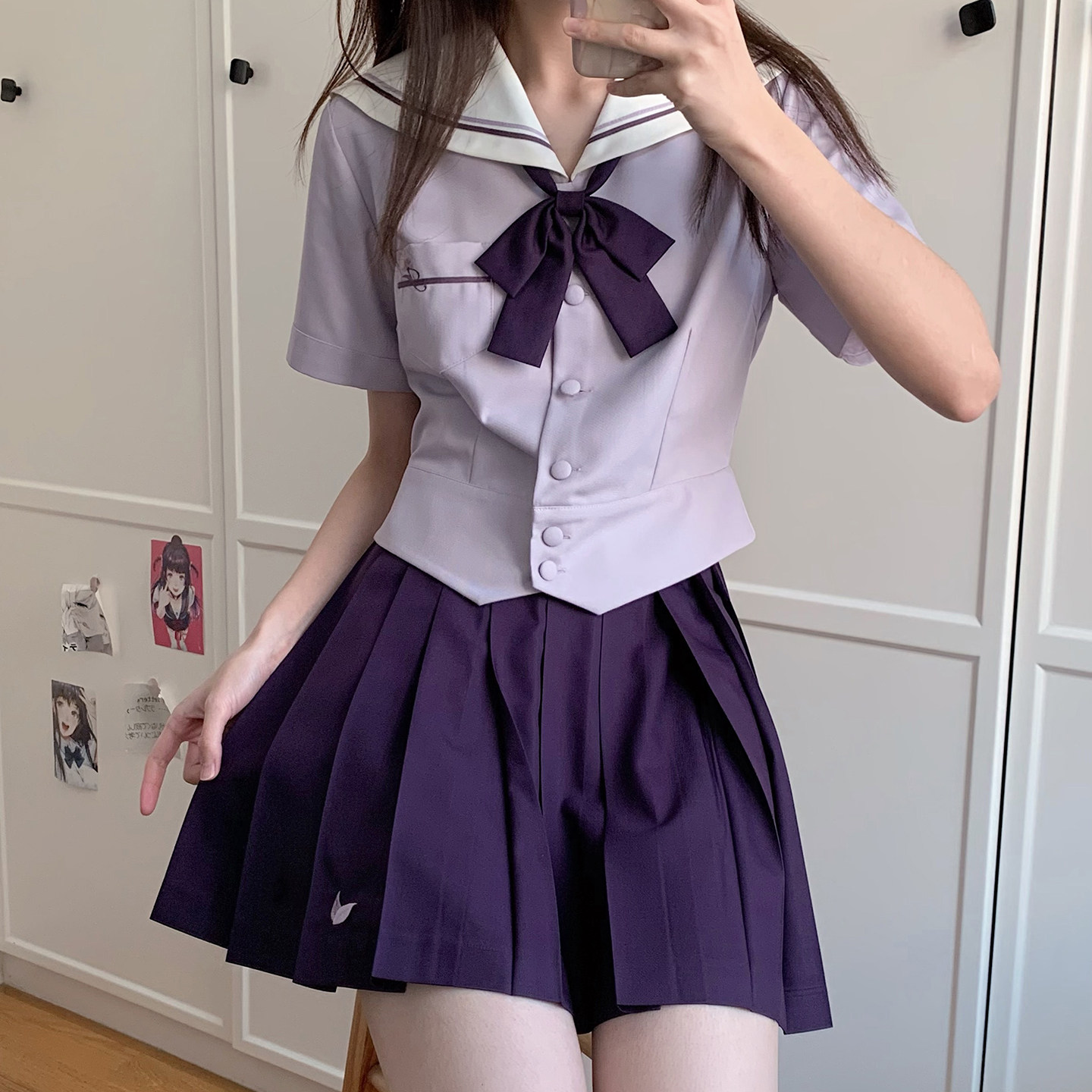 【月野HOUSE】*堇时雪*紫色中间服异色线JK制服温柔水手服