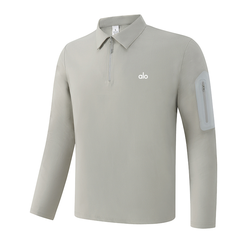 出口欧美 长袖T恤男翻领上衣秋冬速干透气运动打球跑步休闲polo衫