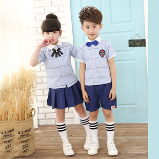 英伦学院风 小学生夏季 儿童班服校服套装 幼儿园园服中学生短袖 夏款