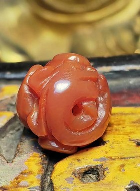 天然柿子红南红老红玛瑙镂空透雕圆珠散螭龙手链串隔珠配饰品