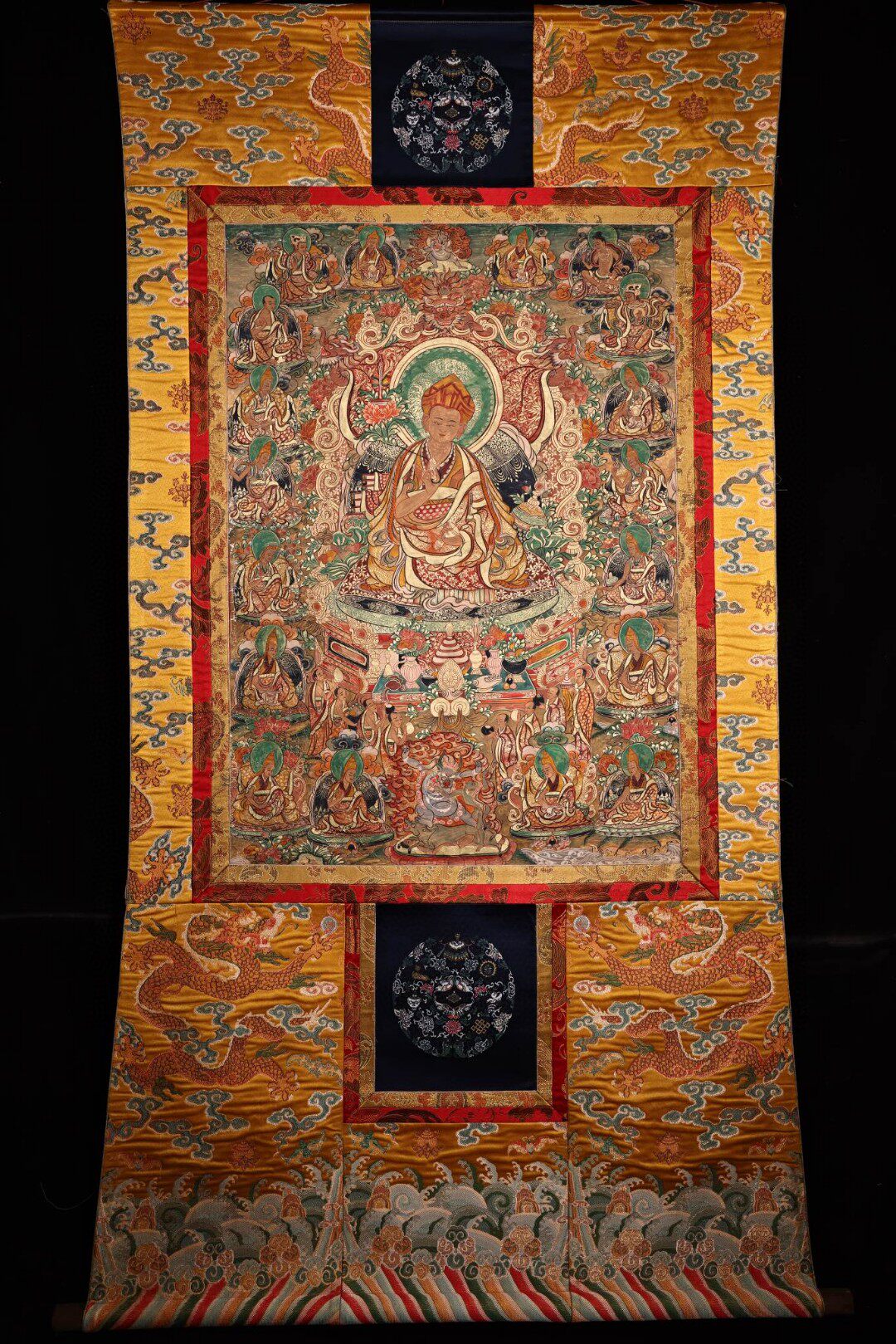 西藏手绘坛城唐卡天然矿物手工彩绘班禅大师佛像挂画居家装挂饰品