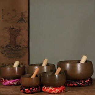 黄铜苏工圆足钵形大中小号钵盂颂钵佛音钵碗罄铜钵铜庆钵