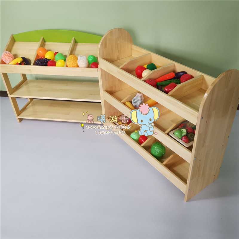 幼儿园儿童早教园过家家超市货架贩卖柜台蔬菜水果篮售卖台樟子松