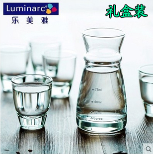 白酒杯烈酒杯一口杯 乐美雅玻璃分酒器酒盅小酒杯白酒酒具套装