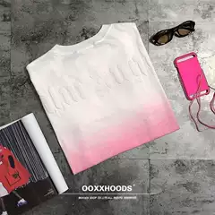 Collection of Tie-Dye Gradient Cherry Blossom Pink Foam Printed Loose Body Os Girlfriend Bf Lazy Yuppie High Street T-Shirt