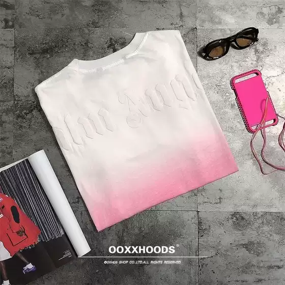 Collection of Tie-Dye Gradient Cherry Blossom Pink Foam Printed Loose Body Os Girlfriend Bf Lazy Yuppie High Street T-Shirt