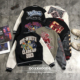 街头嘻哈hiphop说唱rap立体刺绣pu皮袖 美式 个性 斑马线棒球服外套