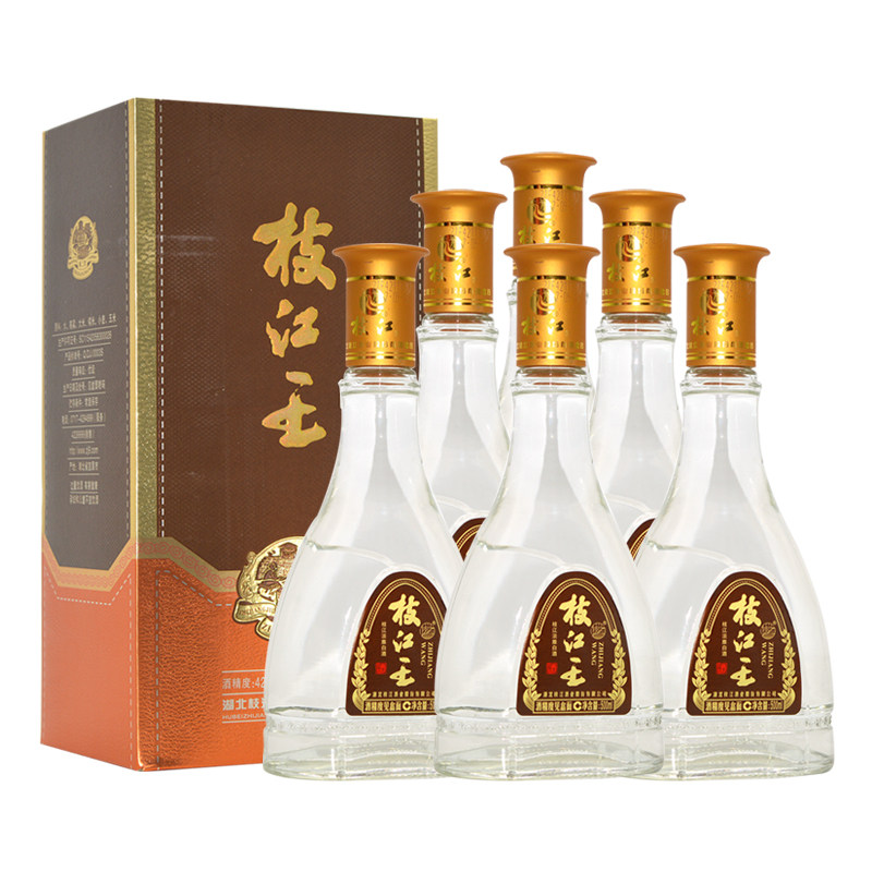 湖北枝江王酒第二代42度枝江淡雅白酒整箱6瓶礼品盒装2017年老酒