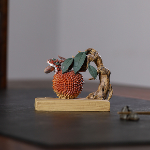 紫砂茶宠荔枝橱窗摆件展示柜精品雕塑可养连理枝茶台配件大吉大利