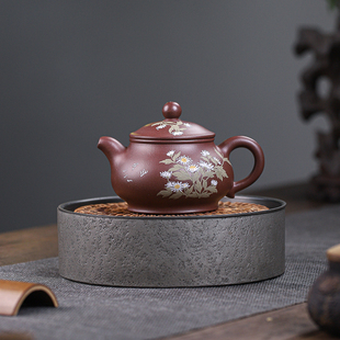 250ml宜兴名家紫砂壶原矿紫泥潘壶半手工制作家用功夫茶具泡茶壶