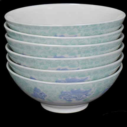 怀旧网红陶瓷老式蓝边稀饭碗家商用斗笠碗豆浆酒店面碗餐具扣肉碗