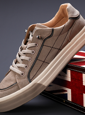 24815闪步男士新款低帮春夏秋季潮流系带运动休闲学生透气帆布鞋