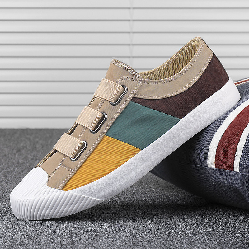 20192闪步男士新款百搭透气春夏秋季休闲一脚蹬懒人学生帆布潮鞋