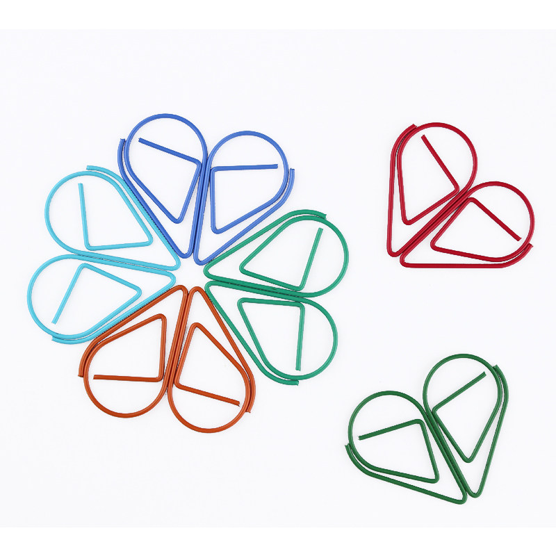 清新简纸水滴造型水滴回形针书签创意可爱彩色曲别针卡通手帐别针