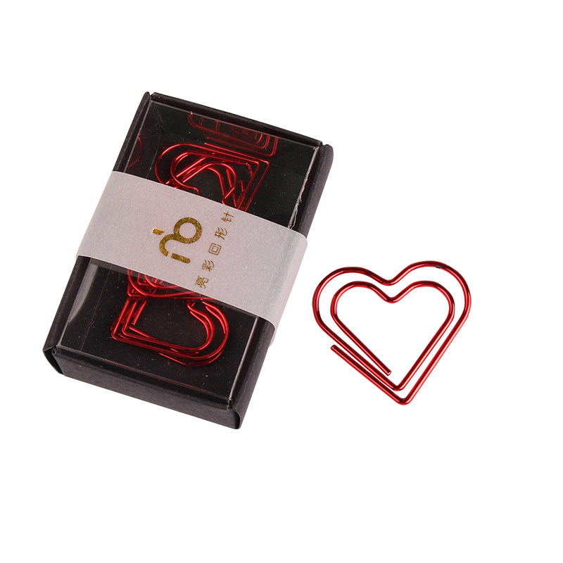 红色爱心彩色回形针办公用品创意造型 心形曲别针10个装厂家批发