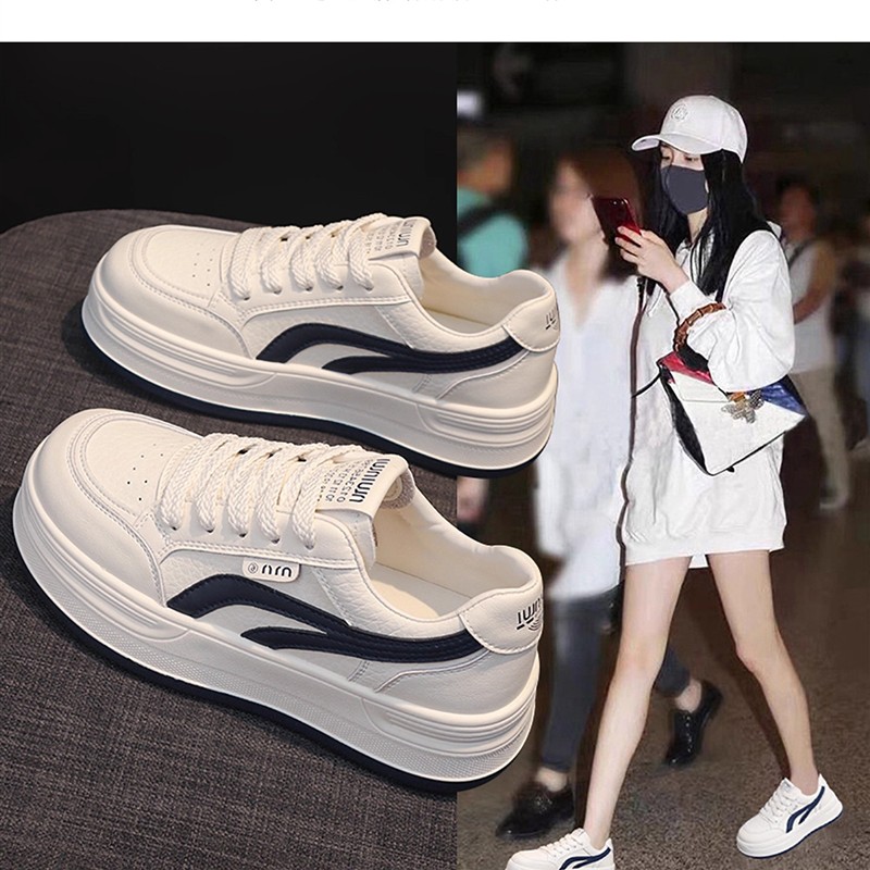 爆款小白鞋女款2025秋季新款百搭厚底板鞋增高时尚超火休闲运动鞋