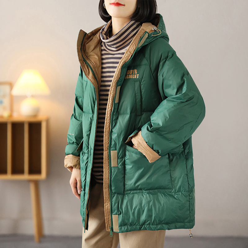 中长款连帽羽绒服2022新款外套