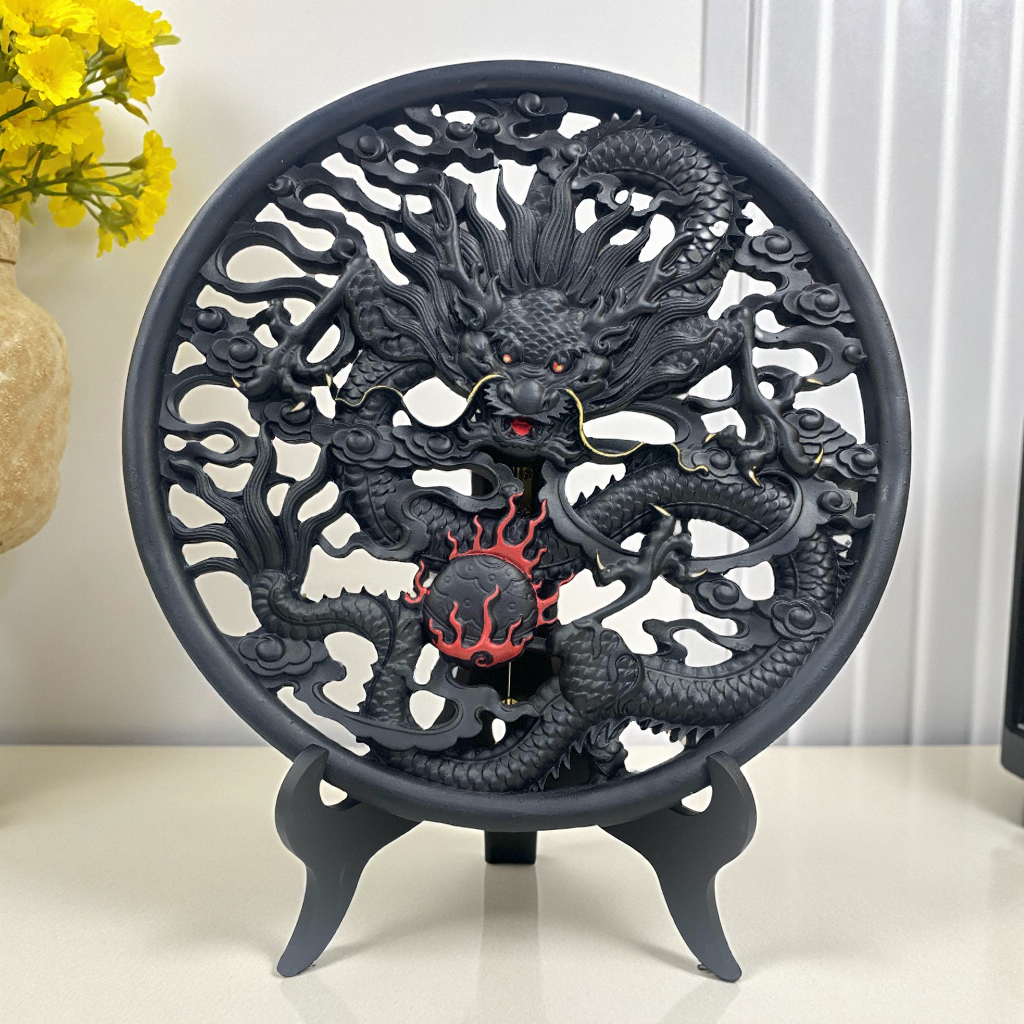 非遗手艺手工煤雕文创伴手礼品桃木镂空支架中华龙盘煤雕摆件中式,家居饰品,桌面摆件,淘宝优惠券,粉丝福利购,淘宝优惠卷