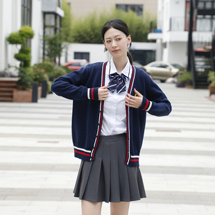 老师园服春秋季高端新款幼师毛衣针织开衫裙套装幼儿园教师工作服