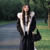 座山雕毛茸茸毛领棉服外套男女加绒加厚夹克美式 cleanfit冬季 棉衣