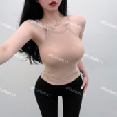 带胸垫 基础好穿好搭配性感挂脖显身材短款 吊带背心内搭打底上衣