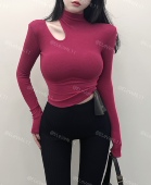 打底衫 秋冬也小心机 设计感镂空高领双面绒长袖 上衣内搭女2023冬