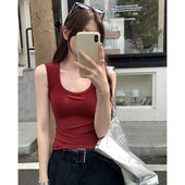 甜酷显瘦方领宽肩带遮副乳吊带背心上衣女夏 型好 店主自留 版