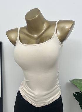 自留款~基础Bi备带胸垫性感U领遮副乳吊带背心亲肤好穿内搭打底女