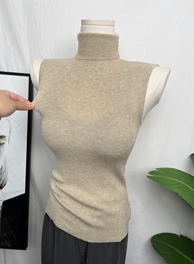 留！gao级感！韩国ins高领无袖背心修身显瘦秋冬打底上衣针织衫潮
