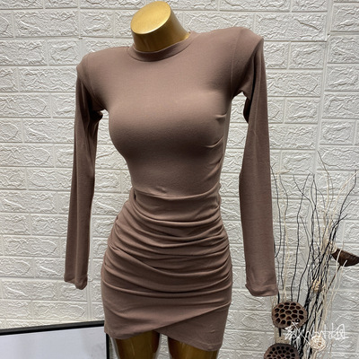 韩国ins风显胸内搭长袖连衣裙