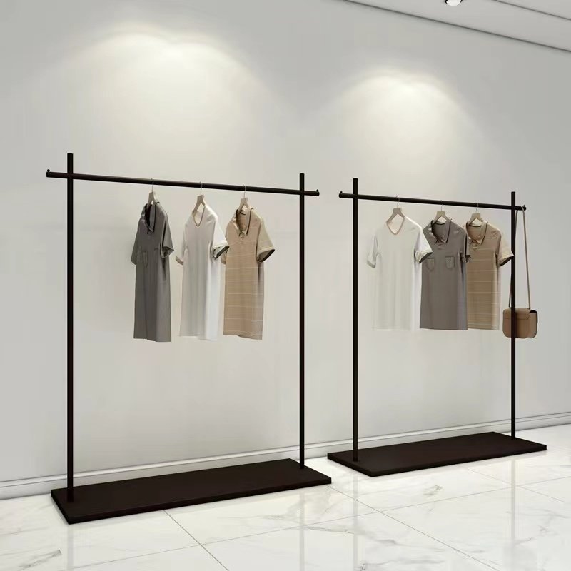 服装店展示架铁艺黑色落地衣架