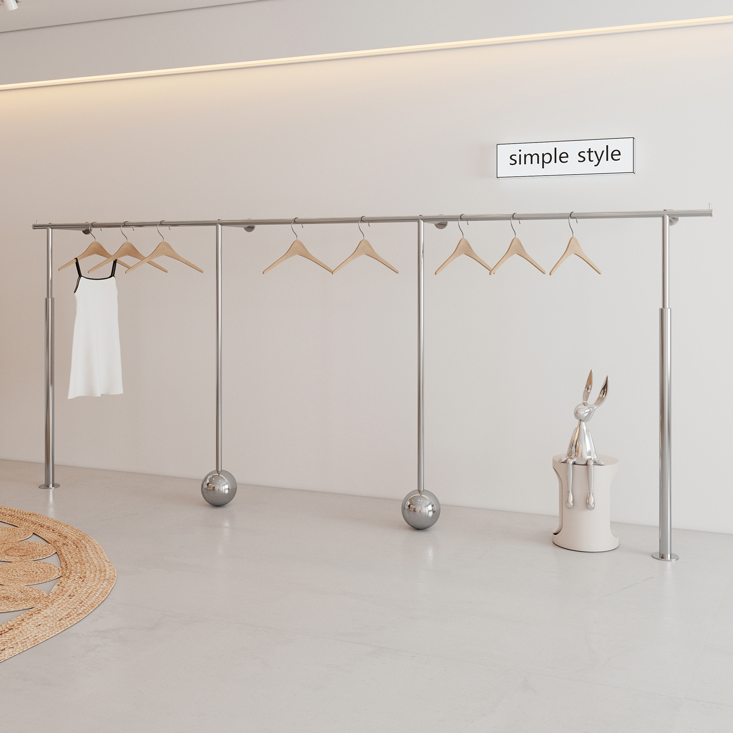服装店展示架不锈钢上墙架专用男女装店货架落地挂衣服架子陈列架
